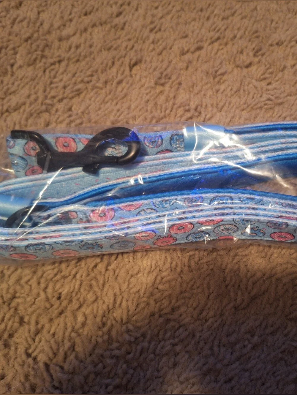 Brand New Sealed Tags for Hope Blue Donut Dog Collar and Leash Set